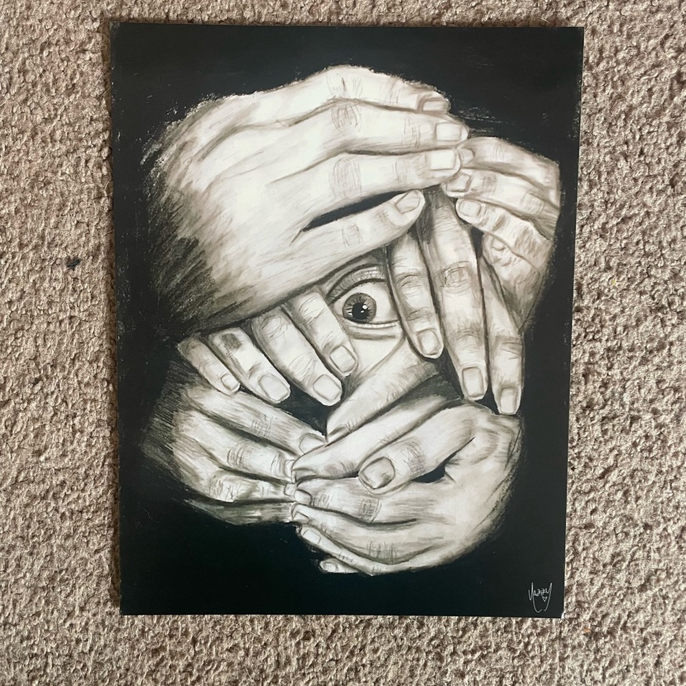 Abstract Black and White Hand Art Print